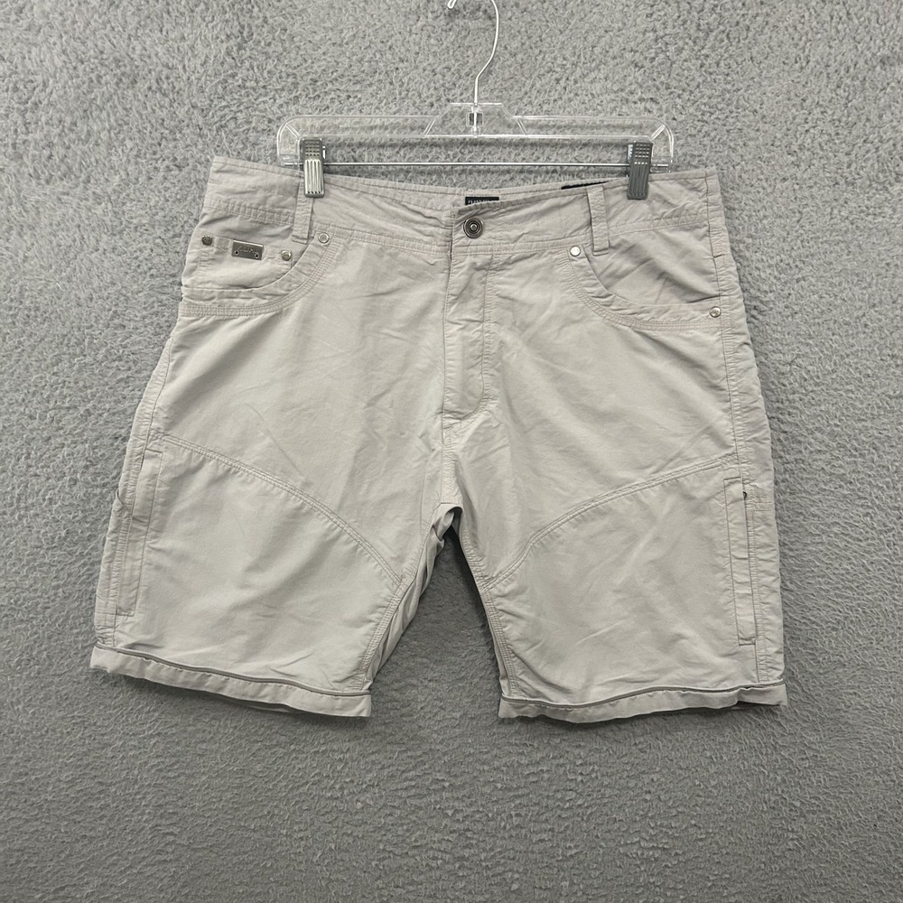 Kuhl Shorts Mens 36 Beige Nylon Cotton Hiking Outdoors Zip Offs No Pant Legs